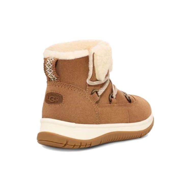 UGG Sheepskin Round Toe Lace-Up Short Boots Women Boots Brown 1143836-CHE