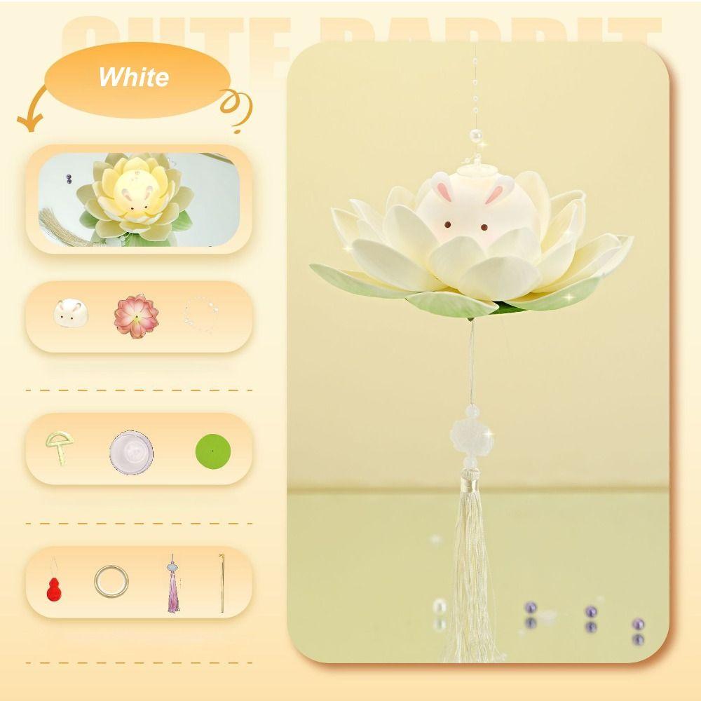 Glowing Mid-Autumn Festival Lantern DIY Holiday Decoration New Lotus Rabbit Lamp