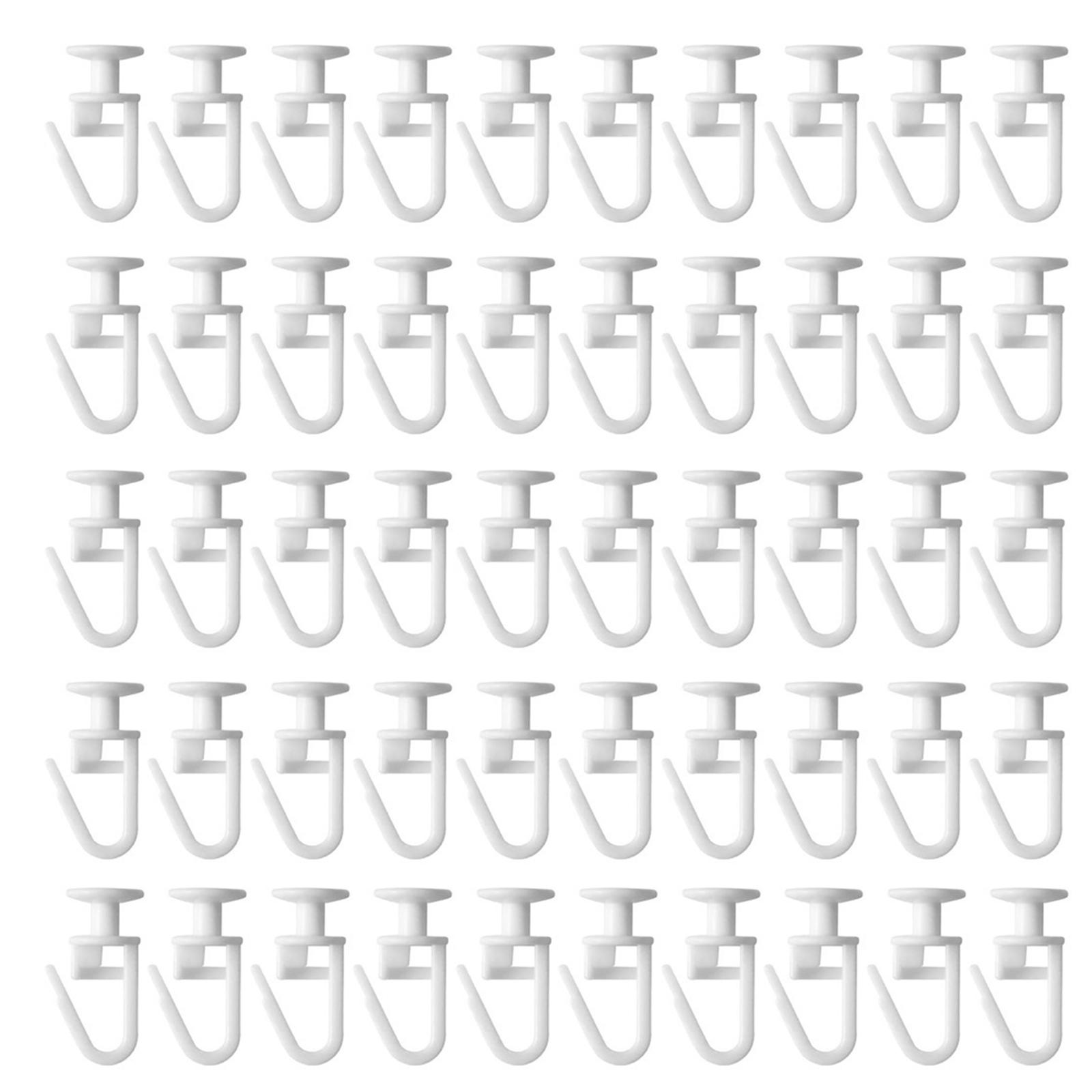 

50 шт. Белые пластиковые ролики для шторного карниза с фиксирующими складными крючками для плавного и бесшумного хода, для дома, офиса, ресторана, отеля