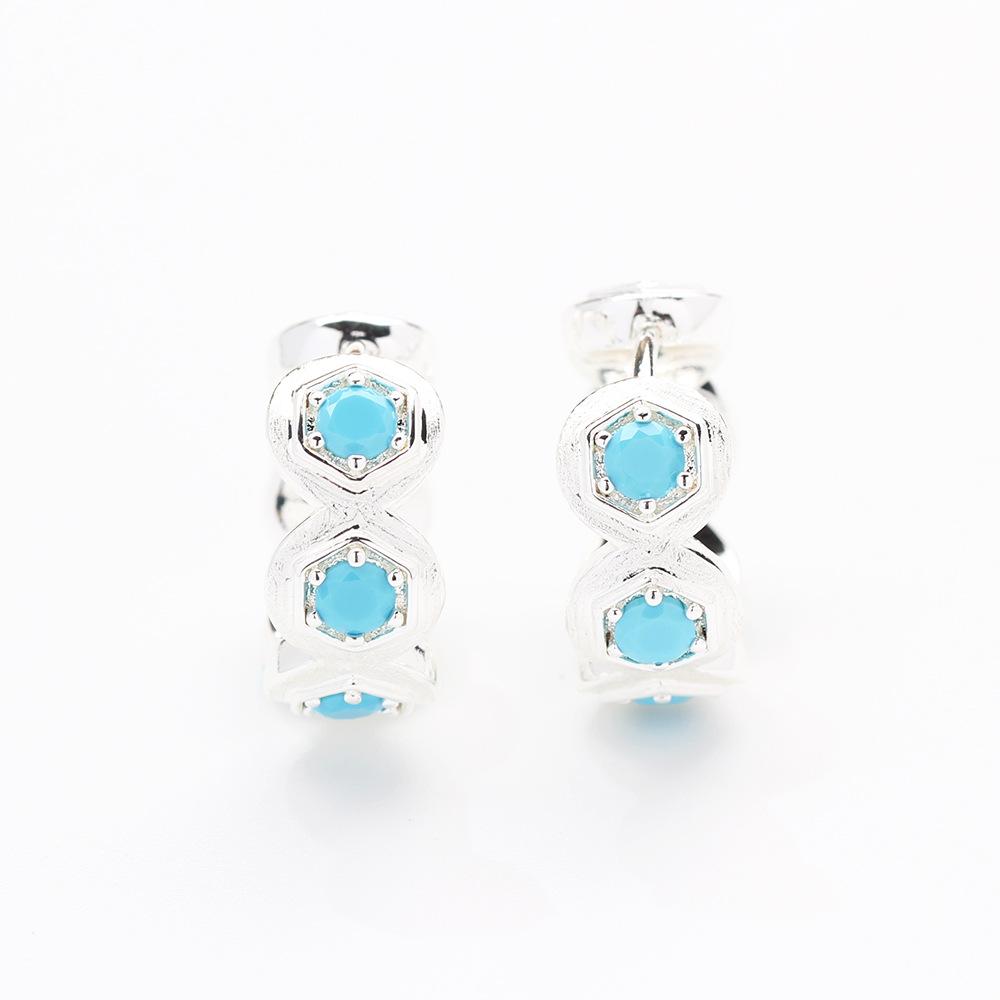 New elegant and exquisite diamond-encrusted blue zircon silver earrings simple and versatile stud earrings for women