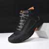 Handmade Leather Mens Ankle Boots Booties Casual Leather High Top Shoes Outdoor Man Motorcycle Boots Sneakers Comfy Hiking Boats