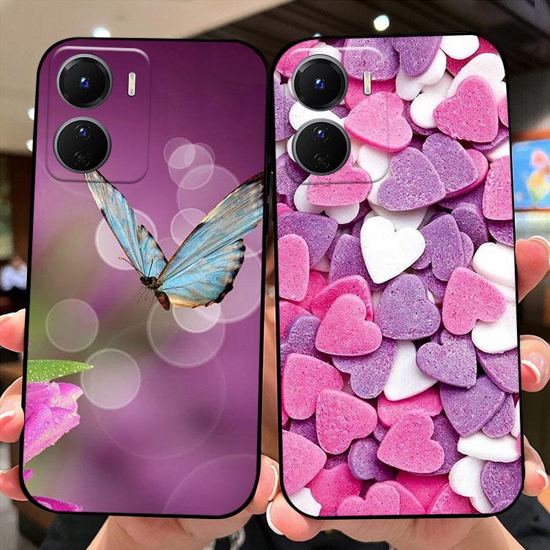 Case For Y56 Y35 Y53T 5G Fundas Cute Fashion TPU Soft Silicone Black Matte Phone Cover For Vivo Y16 4G V2204 V2214 Coque Bumper