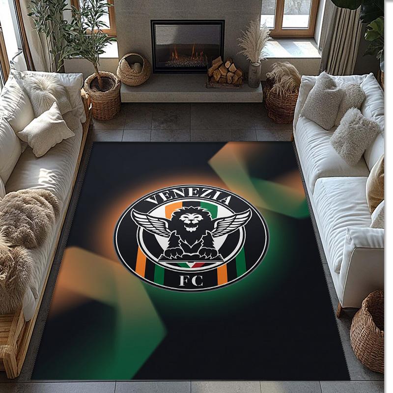 Venezia FC Football Print Crystal Velvet Rug, Comfortable Water Absorbent Non Slip Indoor Floor Carpet