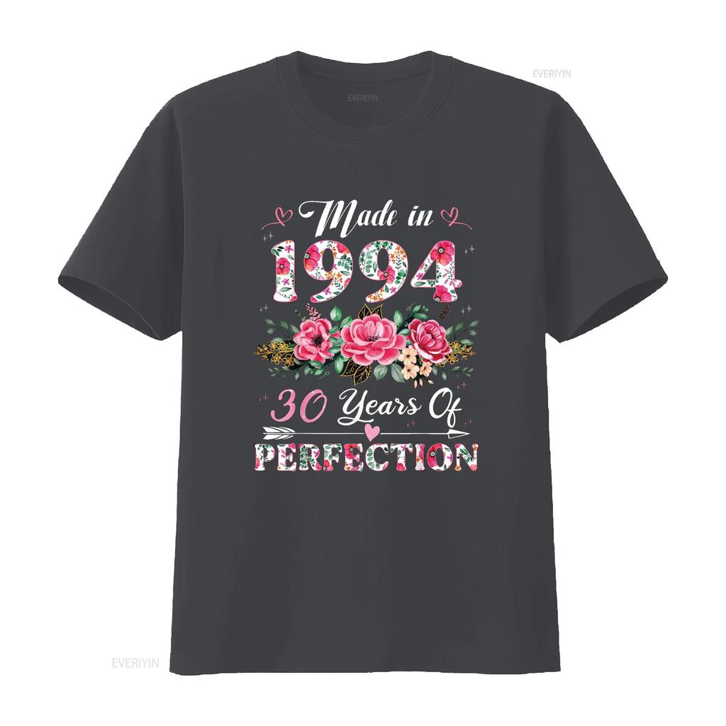 30 Year Old Made In 1994 Floral 30th Birthday S Women T Shirt Vintage Washed Breathable Unisex Slightly Casual Soft Stylish
