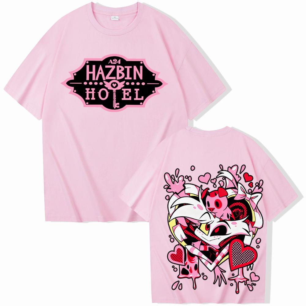 Hazbin Hotel Angel Dust T-Shirt Mann Frau Harajuku Kurzarm Rundhals Lässig Atmungsaktiv Bequem Streetwear Weiches Shirt Geschenk