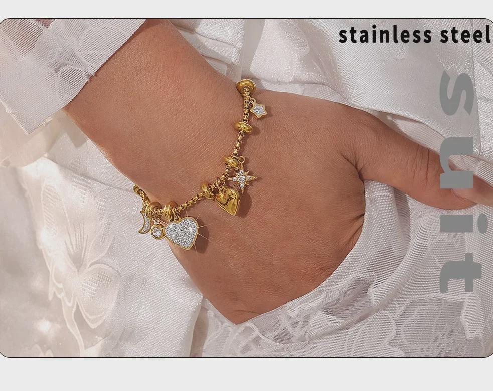 Elegant Love Diamond Bracelet: 18k Gold-Plated Titanium Steel, Niche Design, Perfect for Couples