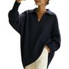 Women's Color Long Sleeve Knit Sweater Oversized Relaxed Fit Casual Outwear