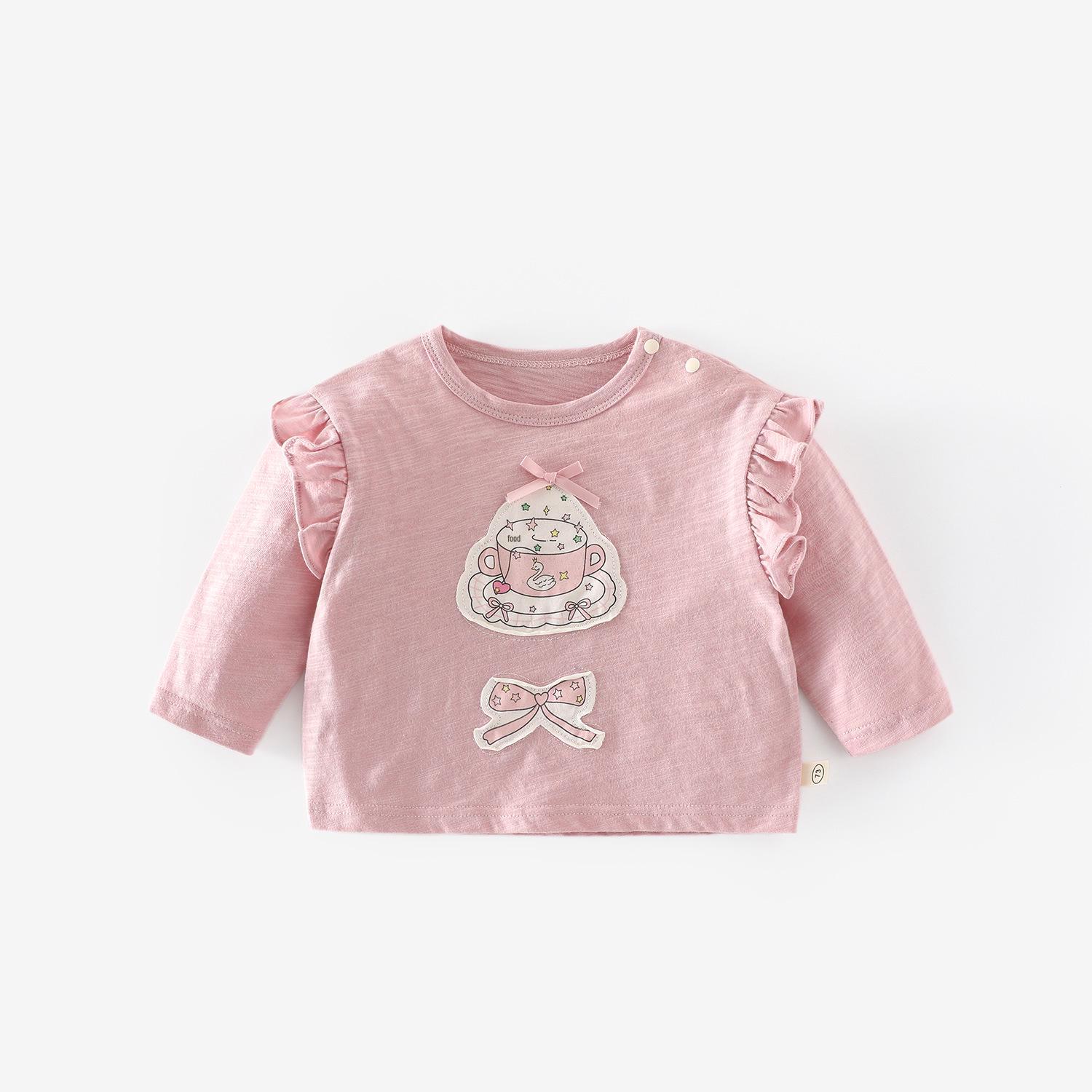 

Girls Adorable Bow T-Shirt - New 2025 Korean-Style Autumn Top 80 cm