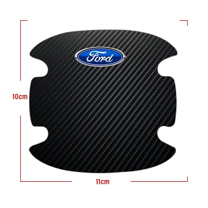 Carbon Fiber Car Door Handle Protection Sticker Emblem Accessories for Ford Mustang Focus 2 3 4 Mondeo Fiesta Ghia Car Styling