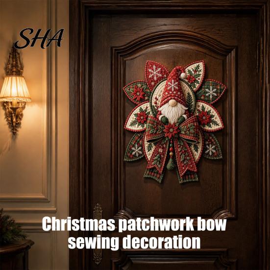 Patchwork-Projekte für Anfänger Weihnachtsquilt Schleife DIY Nähset, 3D Handgefertigtes Dekoratives Ornament, Vorgeschnittene Handgenähte Ornamente Stoff Und