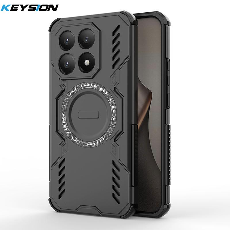 KEYSION Hollow Heat Dissipation Case for Xiaomi 15T Pro 5G Silicone+PC Magnetic Cooling Shockproof Phone Cover for Xiaomi 15T