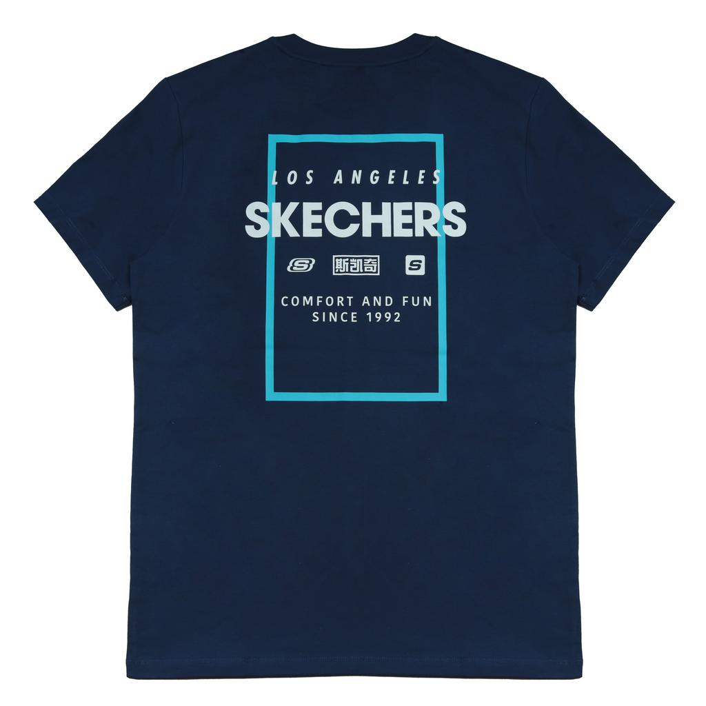 Skechers Versatile Comfortable Pure Cotton Sports Casual Trendy Soft Breathable Short Sleeve T-Shirt Men tops Navy-Academy-Blue RF-L121M173-02MZ