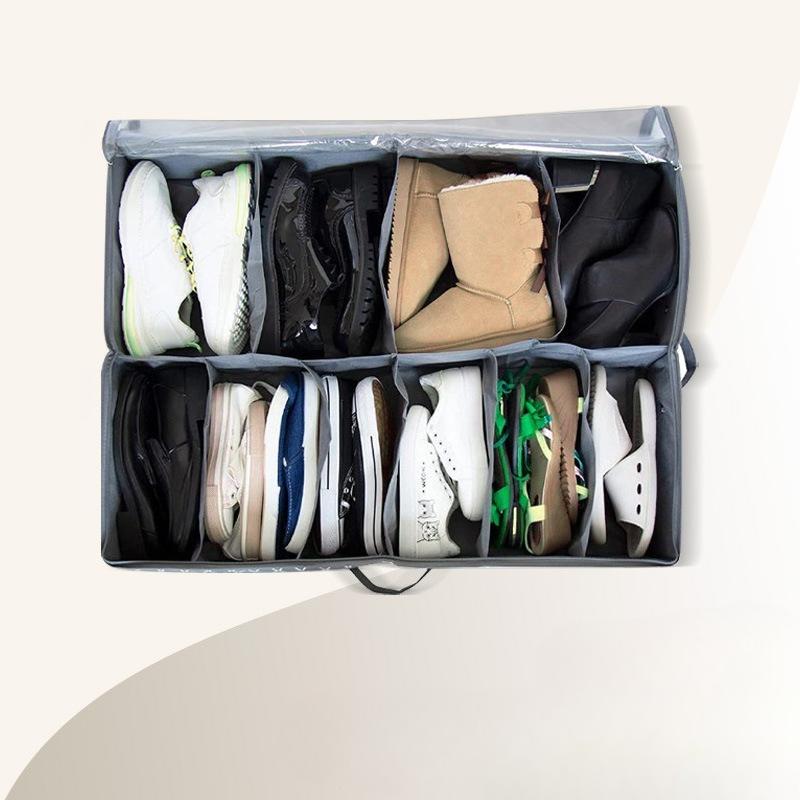 Vlies-Schuhboxen Organizer Faltbar Schrank Schrank Schuhe Halter Transparent Unterbett Staubdicht 12 Paar Schuhe Aufbewahrungstaschen
