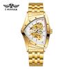 T-WINNER 8243 Mode Casual Driehoekig Skelet Automatisch Mechanisch Stalen Band Horloge