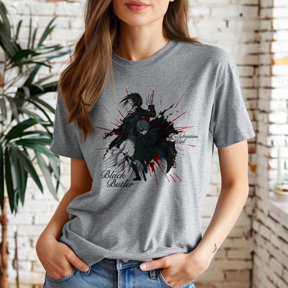Black Butler shirt women Psychedelic women Graphic Retro korean clothes University t-shirt Retro harajuku Y2k 2000s Grunge