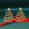 Hot Sale Colored Diamond Hollow Christmas Tree Earrings Women's Temperament Premium Christmas Pendant Earrings