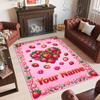 Hearts Theme Crystal Velvet Floor Rug Personalized Custom Name Text Warm Carpet Home Decoration