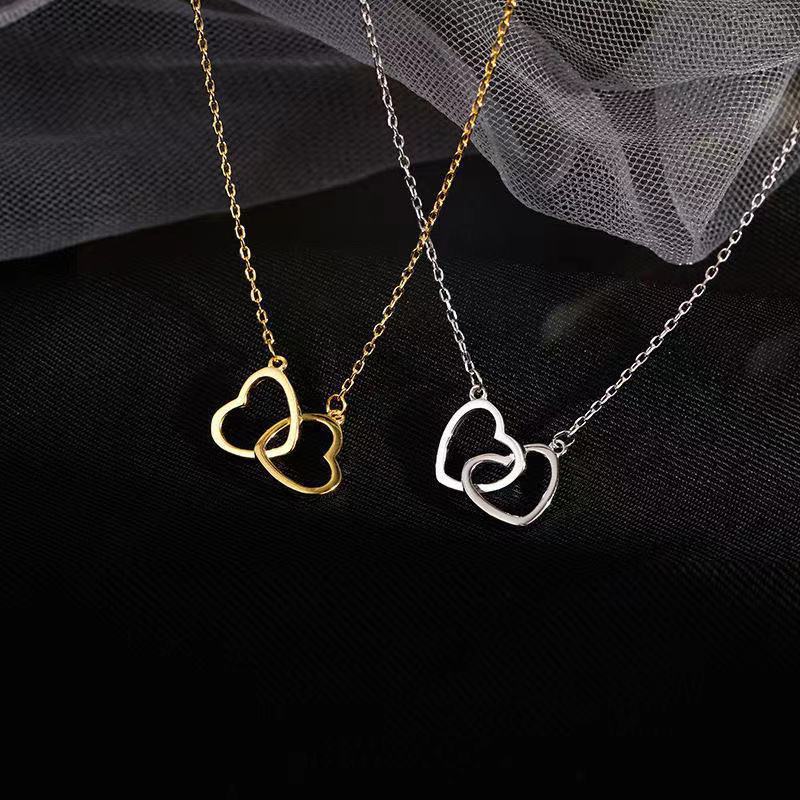 Net Red Love Necklace Female Simple Korean Version Heart-shaped Necklace Collarbone Chain Girlfriends Necklace Gift Collares