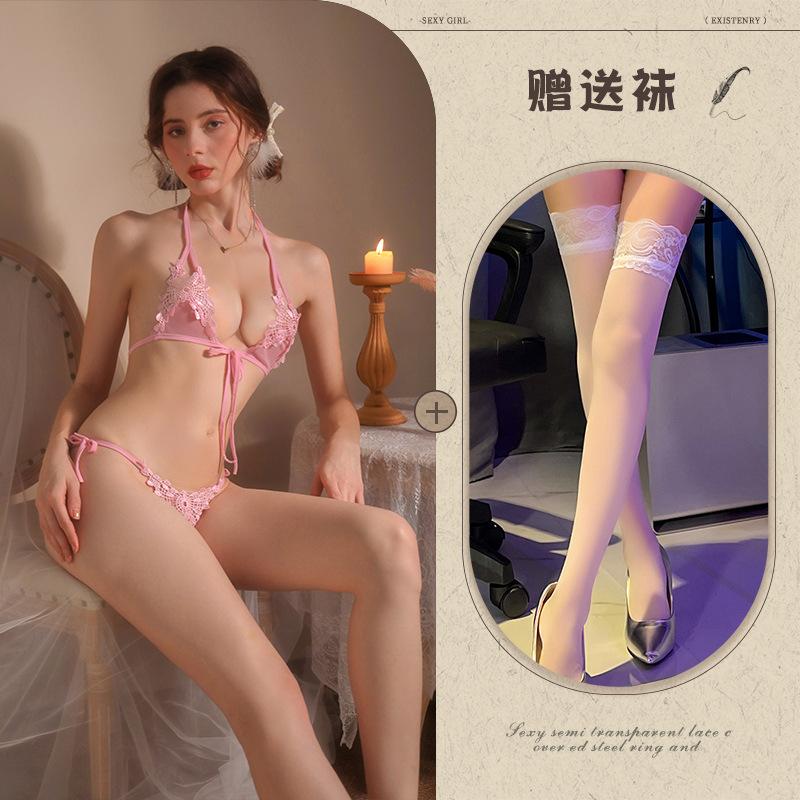 New sexy three-point erotic underwear free bikini open crotch temptation large size women's suit
