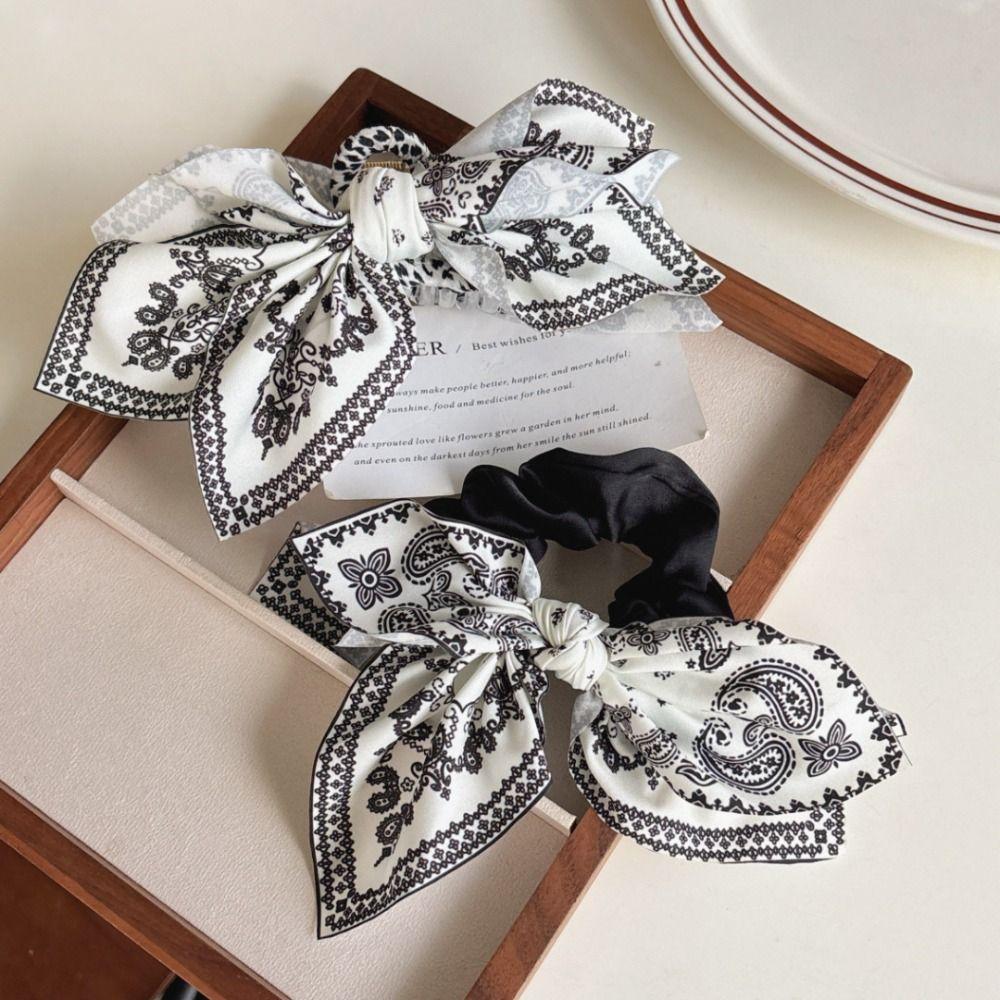 Cute Hairpin Bow Hair Claw French Style Bow Hair Rope Cute Cashew Flower Hair Clip  Female