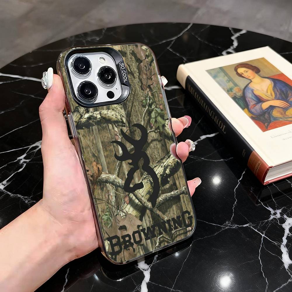 

B-BrowningS Huntings-BH DEER Phone Case For iPhone 17,16,15,14,13,12,11 Plus,Pro Max,XS,Colorful Silver Black Cover iPhone14