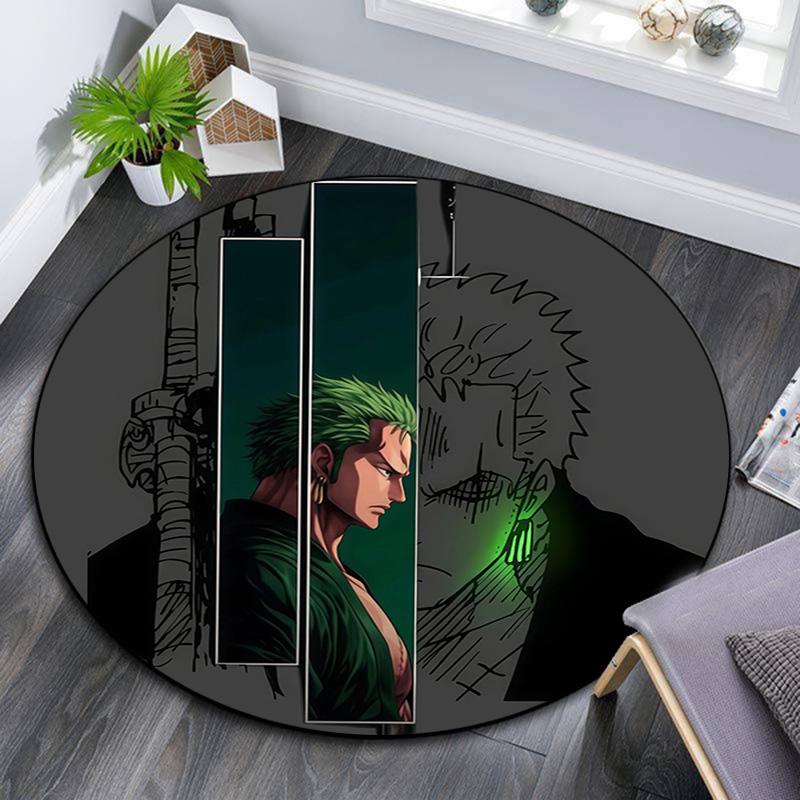 Roronoa Zoro Round Area Rug,Carpet Rug for Living Room Bedroom Sofa Playroom Decor,Non-slip Floor Mat