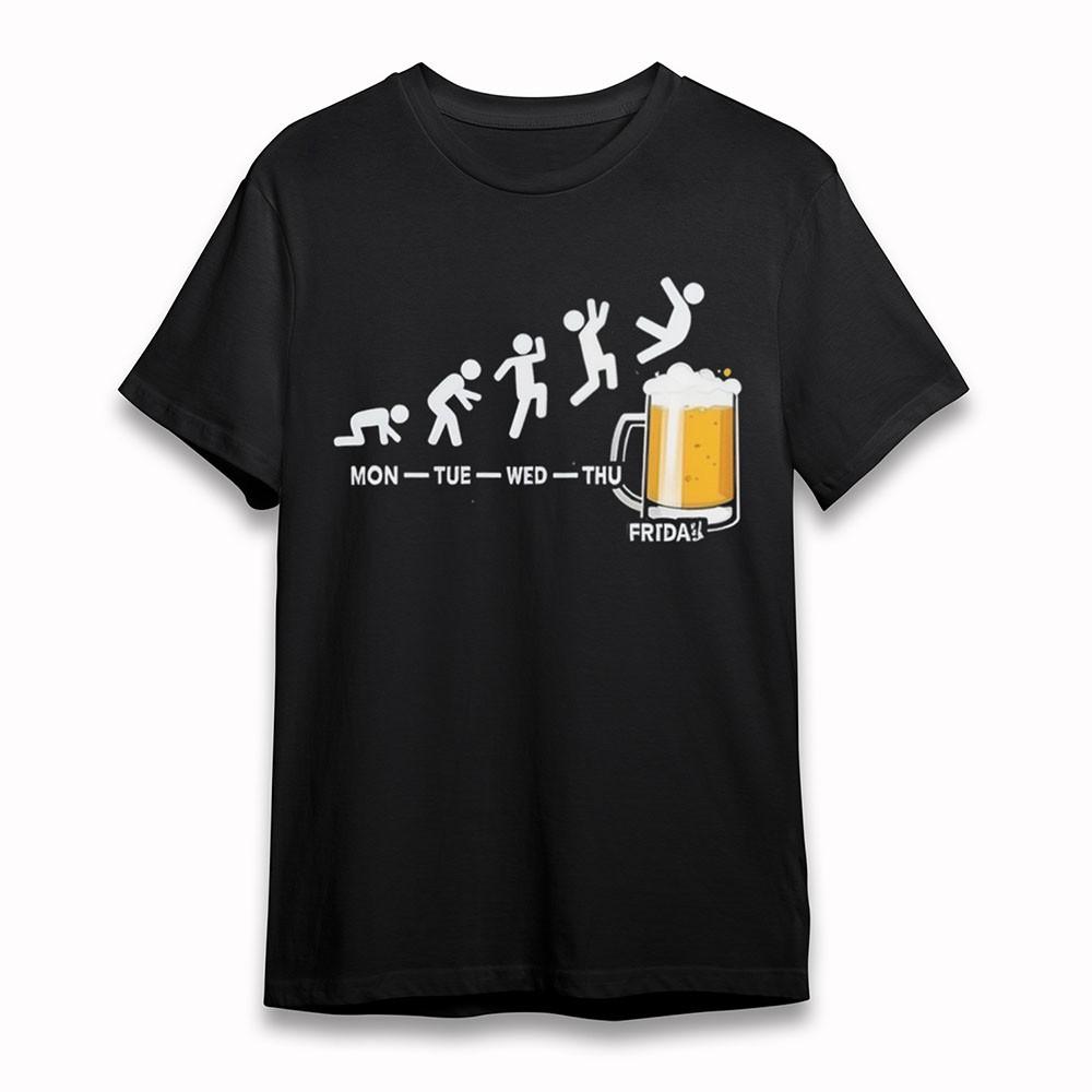 

Women s Oversize Comfy T-Shirt Workweek Progress Beer Mug Tee Short Cotton Black S