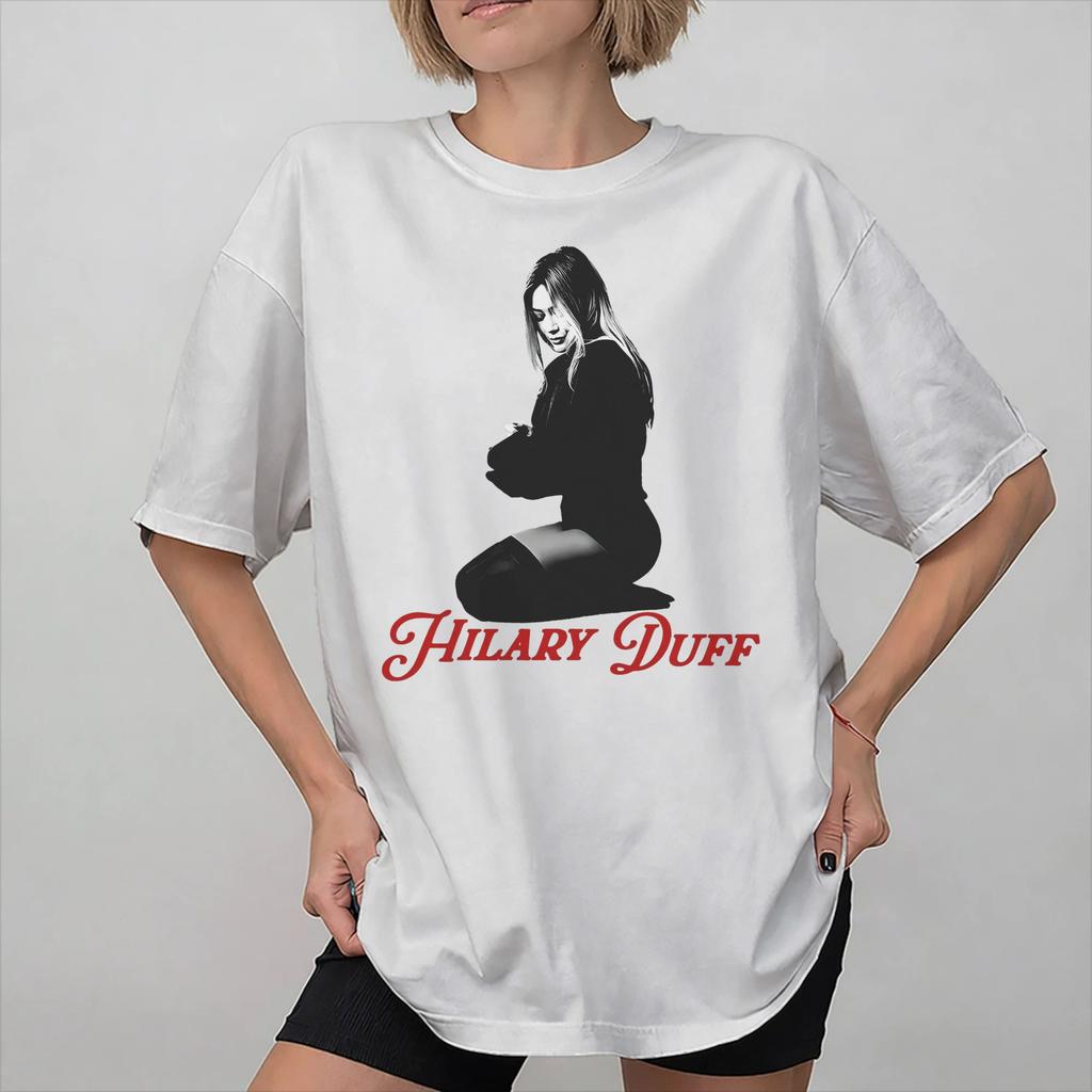 Hilary Duff The Lucky Me Tour Tee Shirt for Unisex Women Graphic Printing T Shirts Cotton Clothes
