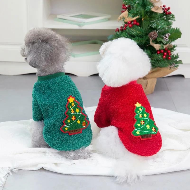 Dog Clothing Cartoon Pet Jacket Garment Kitten Puppy Warm Jacket New Winter Sweaters New Year Pets Apparel Supplies Christmas