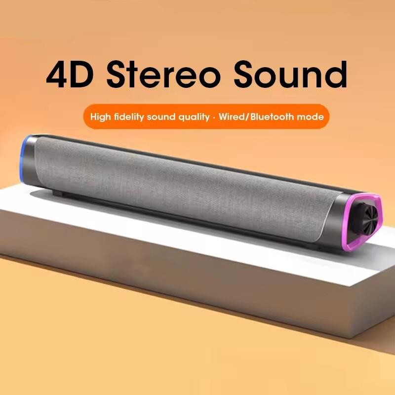4D Speaker Bar Stereo Sound Subwoofer Bluetooth Speaker for Macbook Laptop Notebook PC Music Player 3.5mm Soundbar Loudspeaker