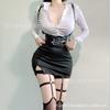 Domira Erotic Lingerie Sexy See-through Low Neckline Showing Chest Hip Skirt Secretary Uniform Suit Temptation Professional Attire