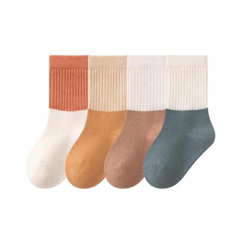 

4 пары/комплект, мягкие носки радужного цвета для новорожденных, носки для сна на весну и осень, детские хлопковые носки для младенцев XL
