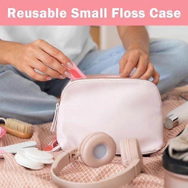 Portable Dental Floss Holder Case, 6 Travel Packs of Dental Floss with 60 Small Dental Floss Holders Toothpick Dispenser