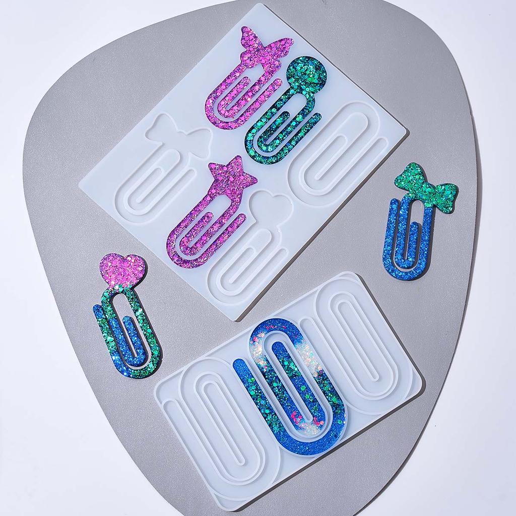DIY Paper Clip Holder Mirror Silicone Mold for UV Epoxy Resin Bookmark Office Supplies Casting Molds Jewelry Craft Gift Making