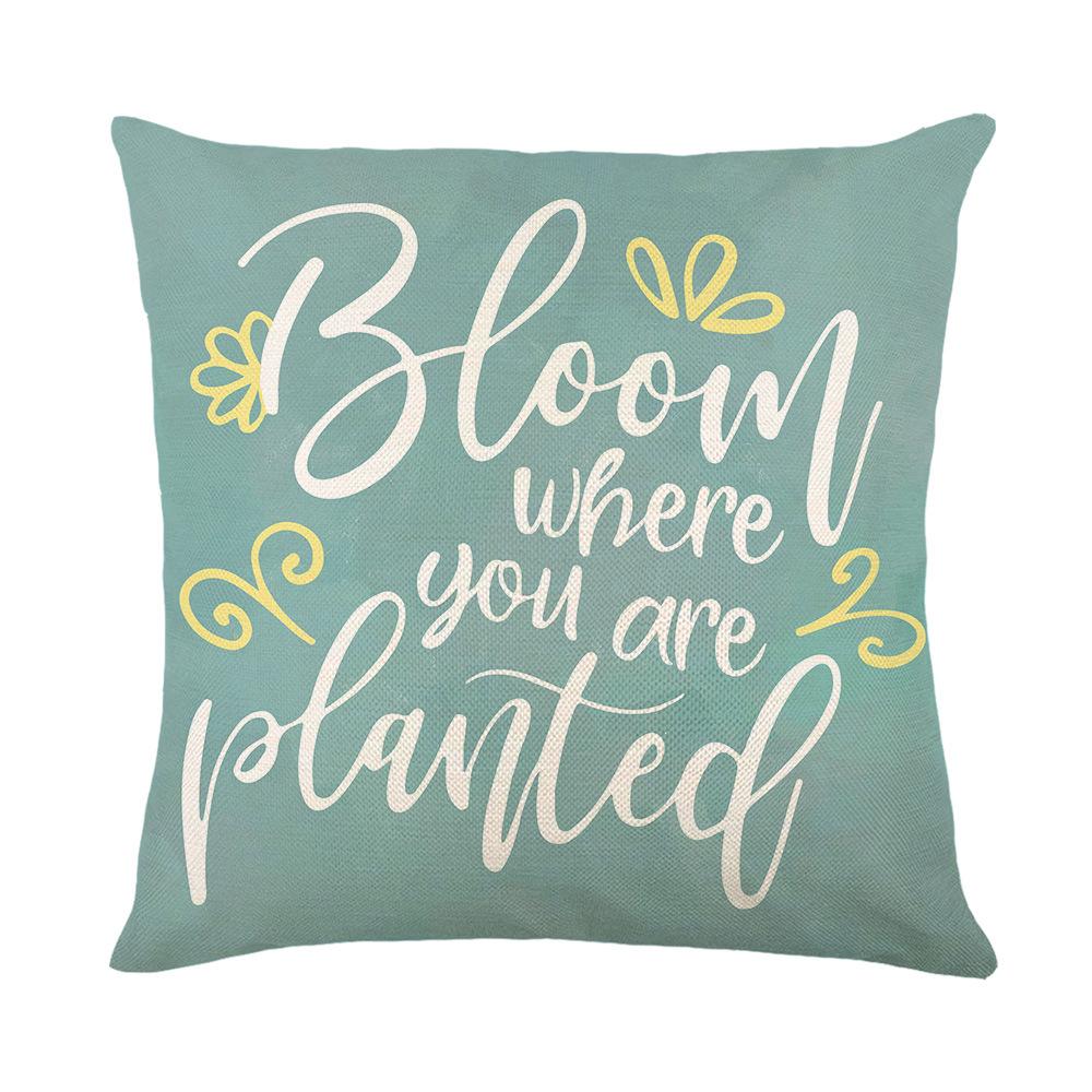Frühling Neu Blau Buchstaben Gedruckter Kissenbezug Heimstoff Polyester Wohnzimmer Kissenbezug Schlafzimmer Kissen