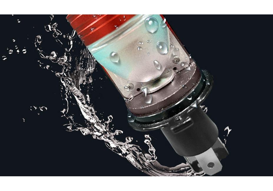 Popular Plug-in Bi-LED P10 Projector Lens Motorcycle H4 Mini Headlight with Devil Eye