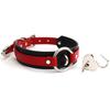 Choker Heart Collar Padlock Ring PU Leather Black (Red & Silver)