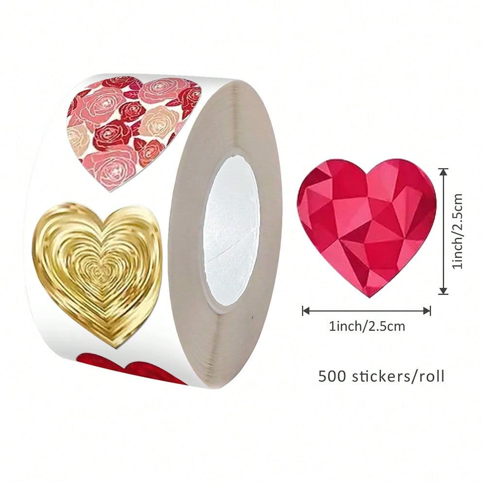 Rollenförmige Valentinstags-Herz-Liebesaufkleber für Geschenke, Hochzeiten, kommerzielle Dekoration, nicht trocknende Klebeetiketten
