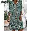 JPNTKY Fashion Summer Spring 1/2 Sleeves V-Neck Casual Dresses