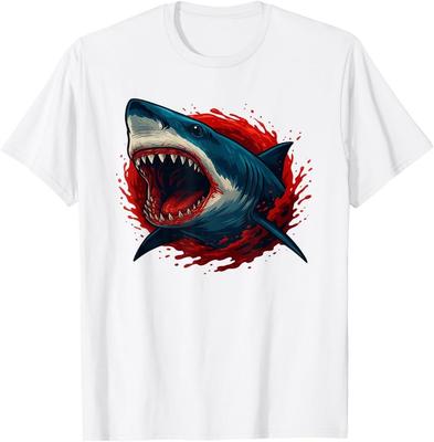 Gruseliges Weißer Hai Ozean Horror Grafik T-Shirt