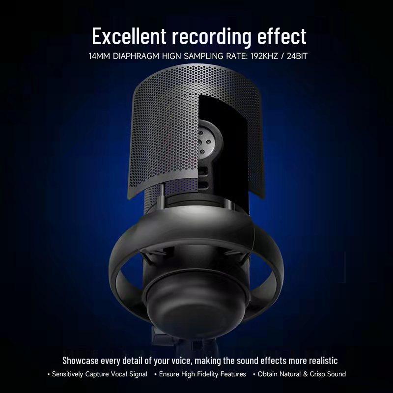 RGB Capacitor Wired Microphone for Gaming, Singing, Live Broadcast & Recording with Sound Card (ME6S)