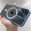 Metal Holder Phone Case For iPhone 17 16 15 14 13 12 11 Pro Max Plus Air For Magsafe Transparent Magnetic Lens Protection Cover
