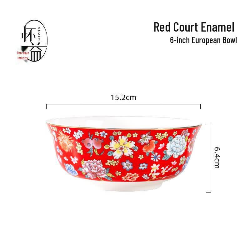 HUAIYI Palace Enamel 6-inch Ceramic Bowl Set (2-pack)