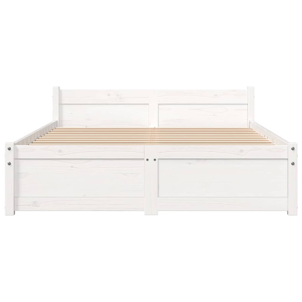 Solid Wood Bed White 120 X 190 Cm