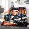 Rock Star Motorcycle Sunset Portrait Print Flannel Throw Blanket Soft Plush Blanket for Sofa Couch Bedroom Music Fan Home Decor