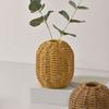 Woven Faux Rattan Vase Handmade Indoor Decorative Vase for Dried Artificial Flowers Rustic Farmhouse Boho Wicker Vase Basket for Table Centerpiece