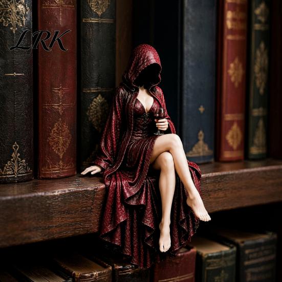 Atmospheric Gothic Interior Items Reader Statue, Hooded Skeleton Resin Figurine, Sitting Book Statue Collectible for Bookshelf, Desk Decor Home
