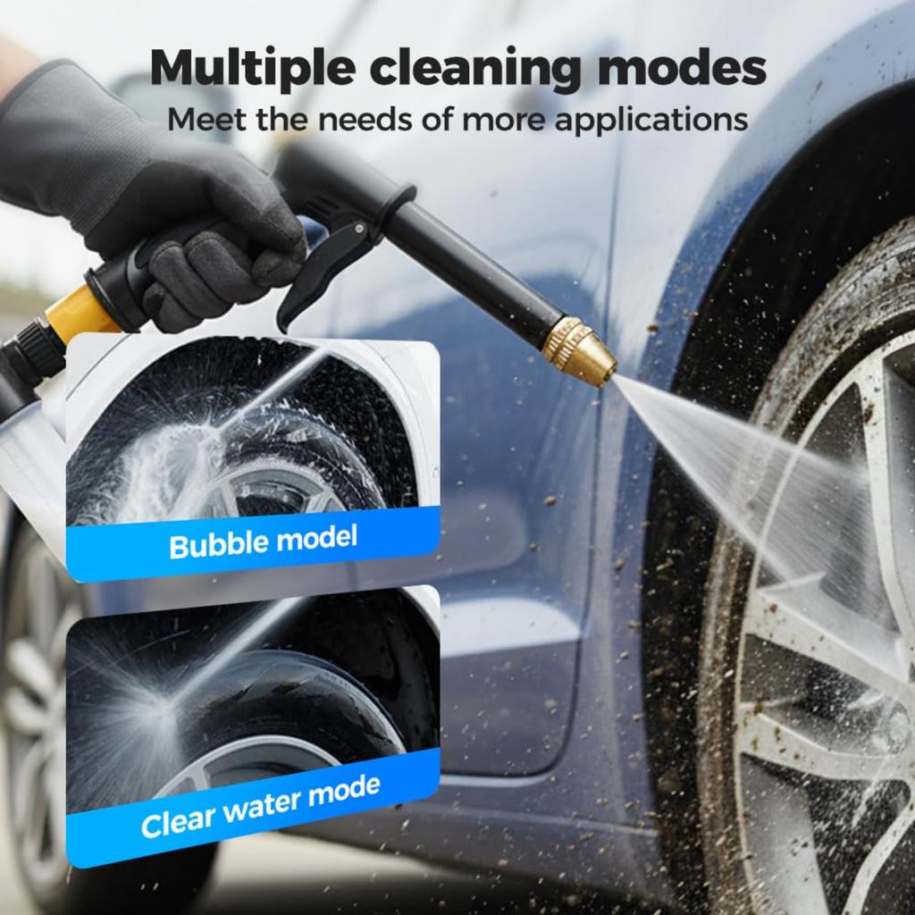Upgraded Adjustable Watering Sprayer with Brass Nozzle High Pressure Hose Nozzle with Soap Dispenser for Garden Car Cleaning Washing