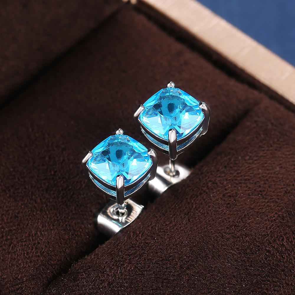 Huitan Luxury Solitaire Cubic Zirconia Stud Earrings 5 Colors Dazzling CZ Simple Versatile Women Wedding Band Earring Jewelry