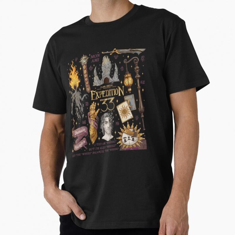 Vintage Clair Obscur Expedition 33 RPG Gift for gamer 100 cotton printed Mens Short Sleeve Graphic TShirt All size tops S